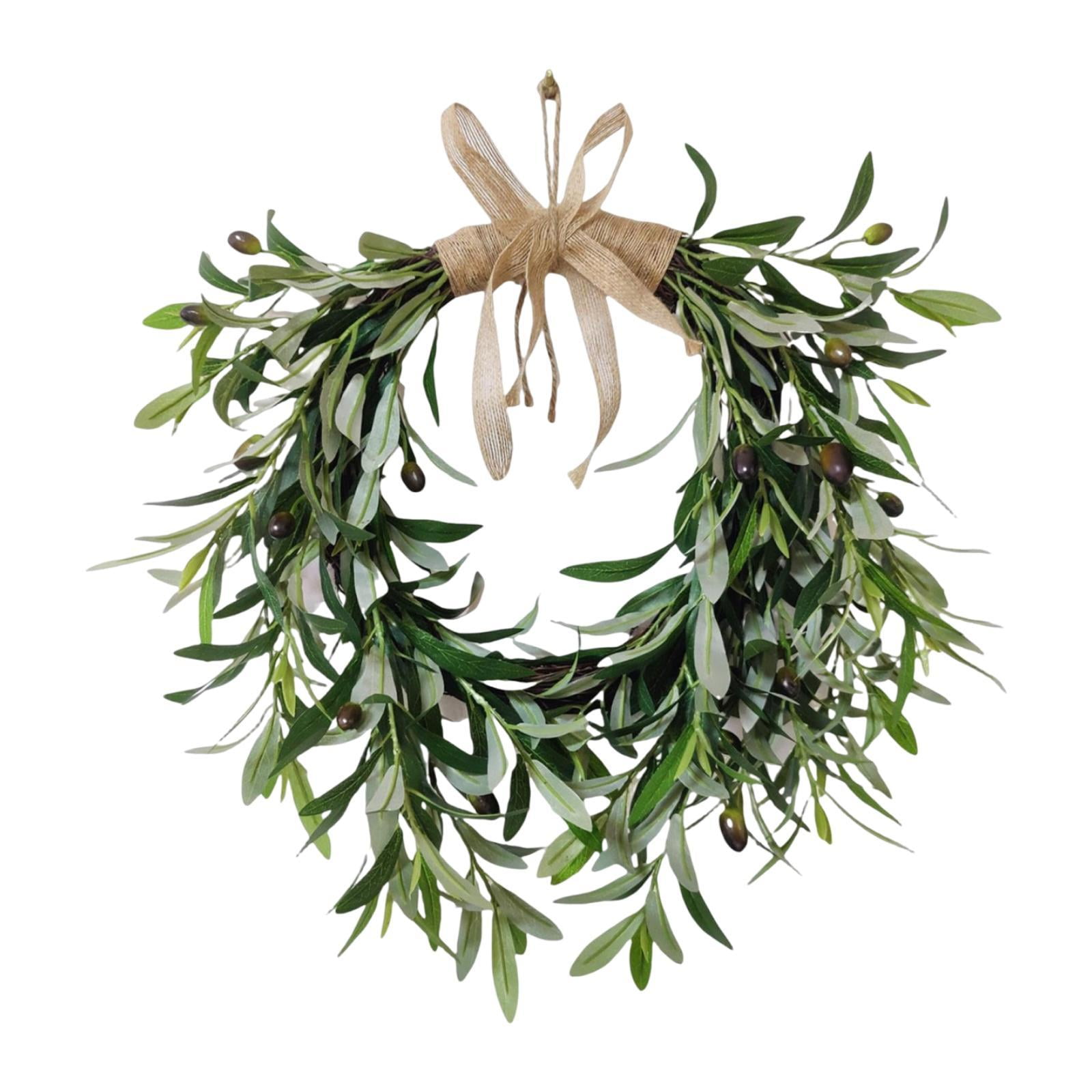 Bothyi - Corona De Vegetación De Corona De Oliva Artificial Para La Puerta Delantera Verano Interior Al Aire Libre 50cmx48cm