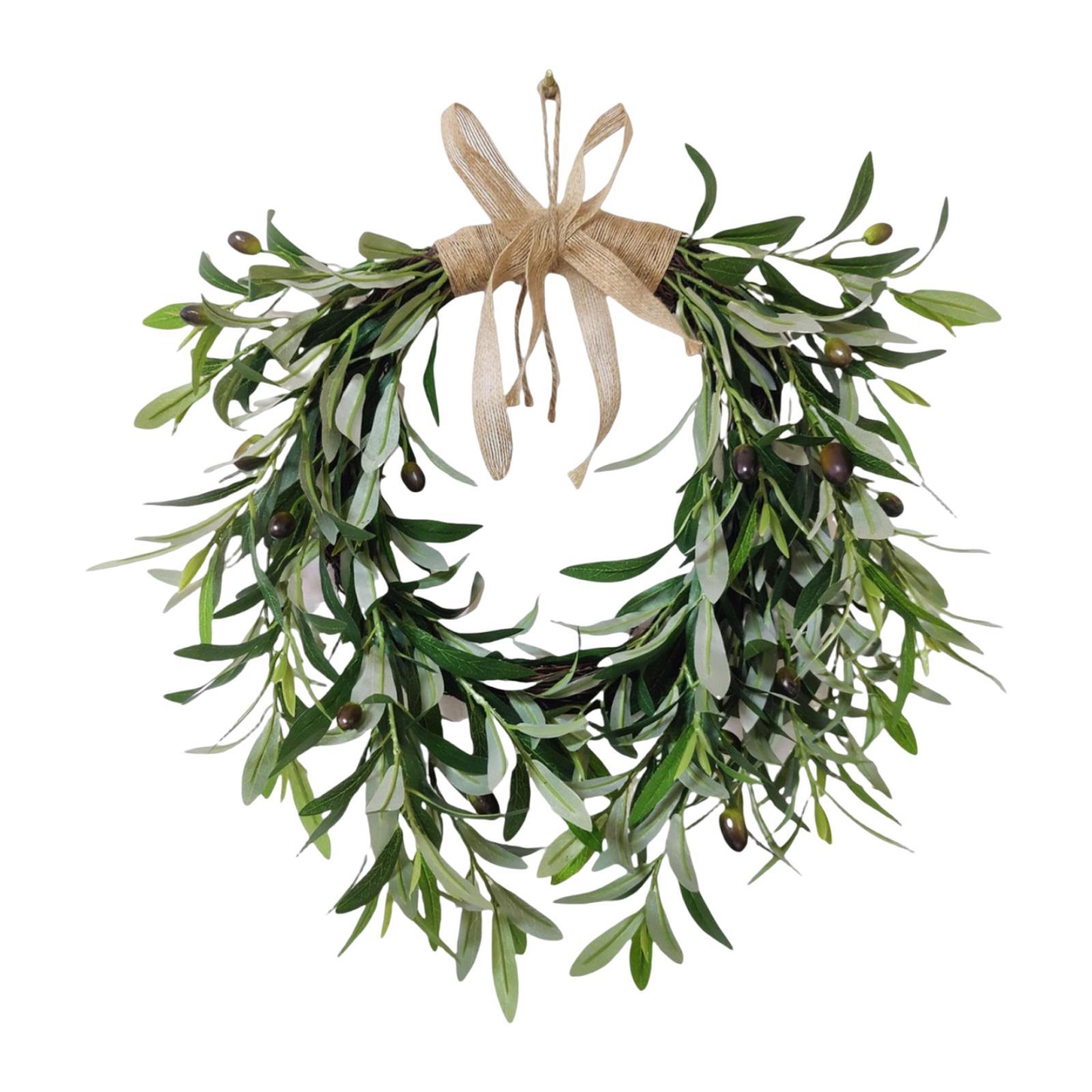 Bothyi - Corona De Vegetación De Corona De Oliva Artificial Para La Puerta Delantera Verano Interior Al Aire Libre 50Cmx48Cm
