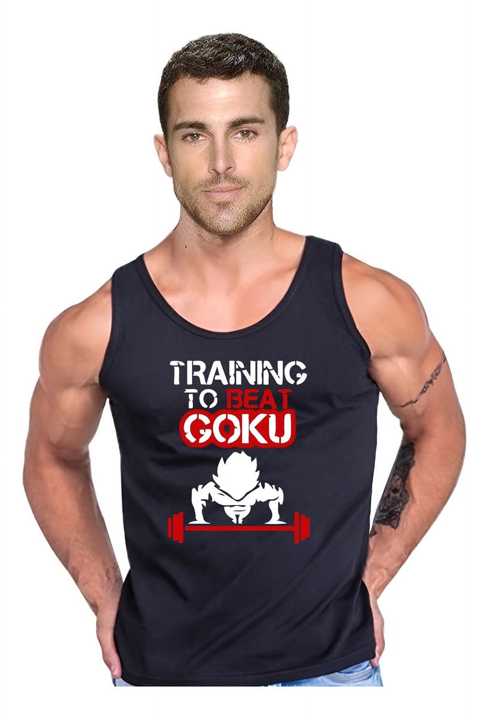 Persodesign - Polera Entrenando Anime Manga Musculosa Tank Gym Talla 2Xl Negro Hombre