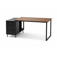 Space Home - Escritorio Atlas Negro Y Rustico Con Cajones Y Estructura Reforzada