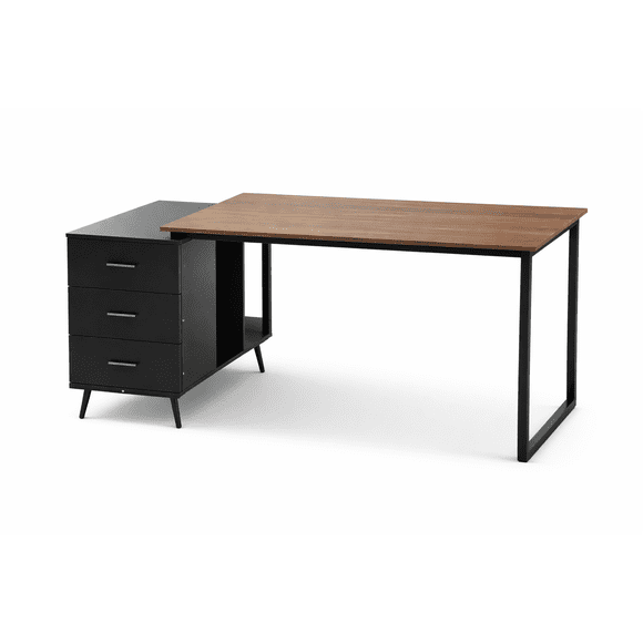 Escritorio Atlas Negro y Rustico con Cajones y Estructura Reforzada