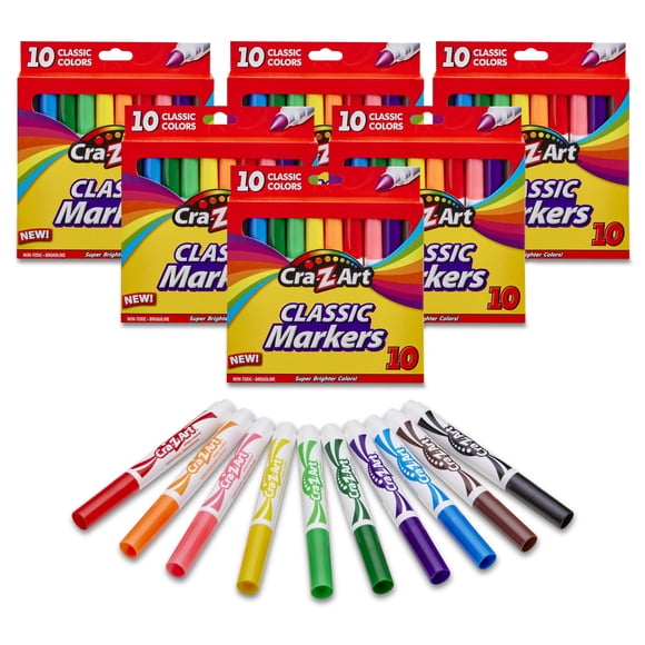 Marcadores Cra-Z-Art 6 x 10 unidades de punta ancha no lavables