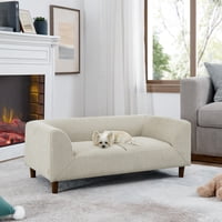 M&Ms - Pet Sofa With Backrest And Armrests, Modern Rectangular Pet Sofa Suitable For Small And Medium Dogs, Soft Cushion Comfortable Dog Sofa,--Beige