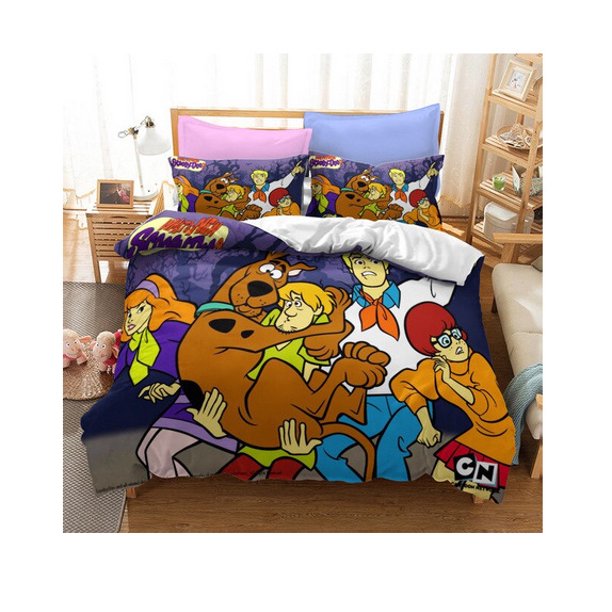Funny Scooby-Doo Cartoon Movie Version Full Bedding Duvet Cover Set 3-Piece Bedding Set (1 Duvet Cover + 2 Pillow Shams)