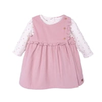 Pillin - Vestido Bebé Niña Cotelé Con Polera Manga Larga Rosado