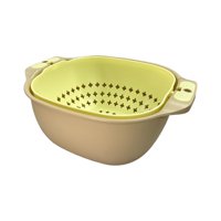 Magideal - Colador Giratorio De Doble Capa, Colador De Pasta 2 En 1, Recipiente De Drenaje De Cocina Desmontable Para Almacenamiento De Alimentos Para Espaguetis Grande
