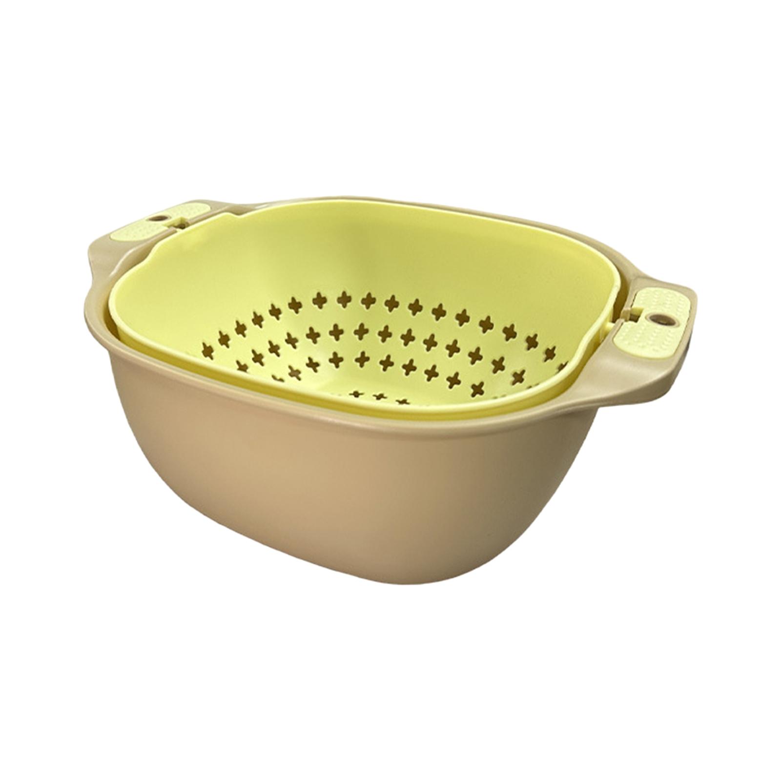 Magideal - Colador Giratorio De Doble Capa, Colador De Pasta 2 En 1, Recipiente De Drenaje De Cocina Desmontable Para Almacenamiento De Alimentos Para Espaguetis Grande