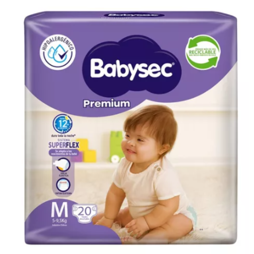Pack X4 Pañales Babysec Premium M 80 Pañales
