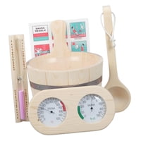 Magideal - 5 Accesorios Para Spa, Termómetro Para Sauna, Reloj De Arena Hecho A Mano, Cubo Para Sauna Y Juego De Cucharones Para Spa, Sauna, Sala De , Baño