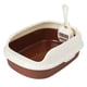 thumbnail image 3 of Caja de arena para animales pequeños, portátil, a prueba de salpicaduras, colcha semicerrada, inodoro para gatos, fácil de limpiar, bandeja de arena p Color café, 3 of 5