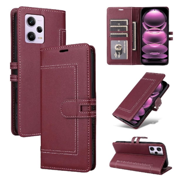 Premium Wallet Case for Xiaomi Redmi Note 12 Pro Plus 5G with Card Slots & Kickstand, Flip Cover Red