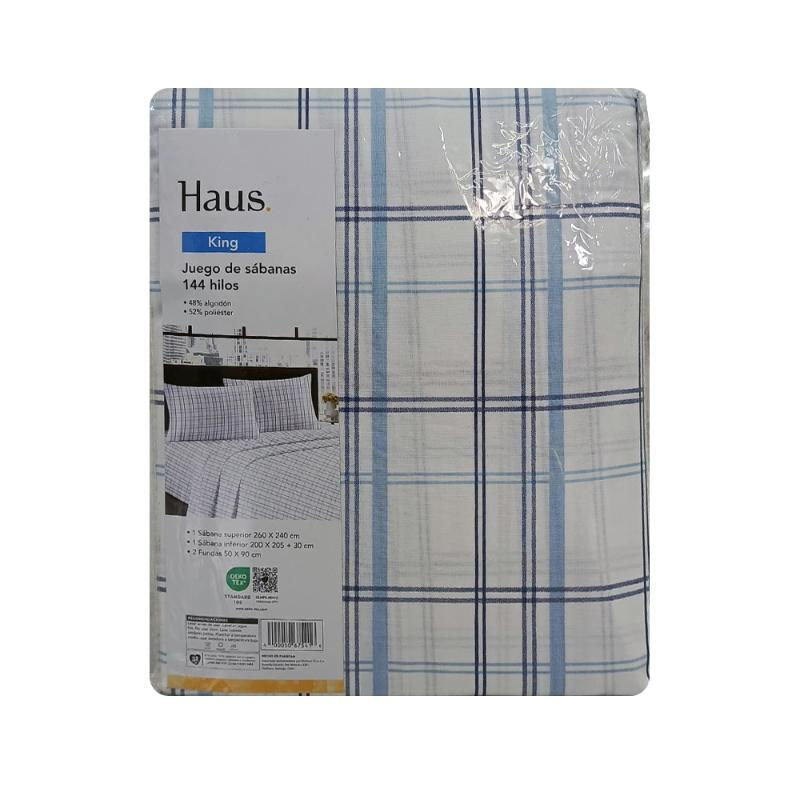 Haus - Juego De Sábanas King 144 Hilos 48% Algodón