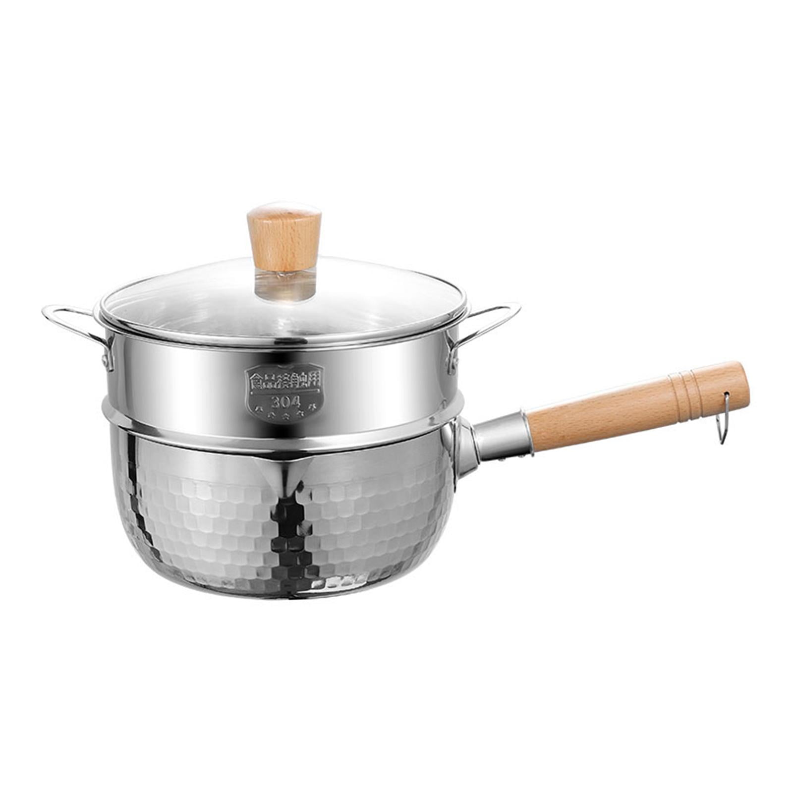 Magideal - Cacerola Con Vaporizador, Olla Para Fideos Con Mango Largo, Olla Resistente Para Cocinar Gachas, Olla Para Sopa, Ollas Con Tapa Para Hotel, Camping Y 16cm