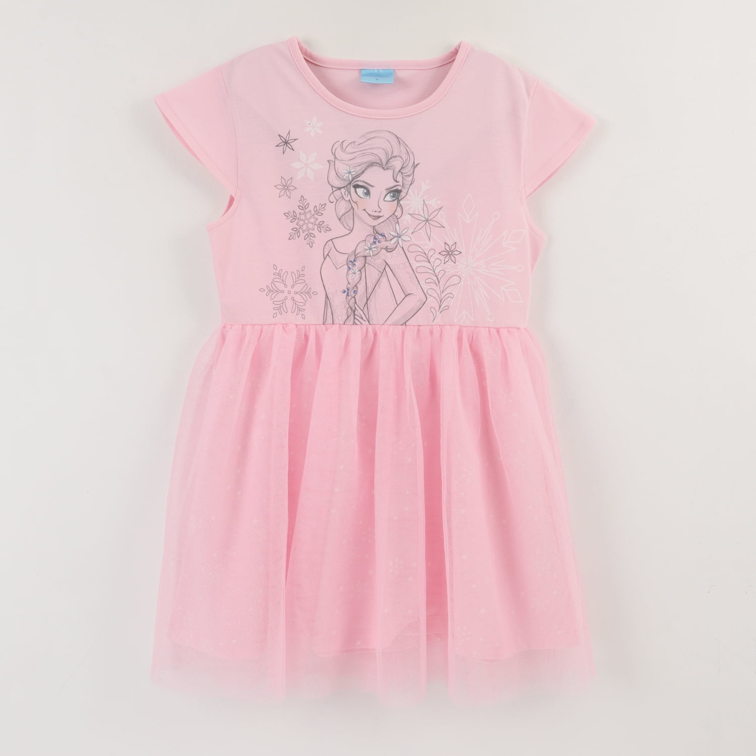 Vestido Manga Corta Niña Rosado Tull Elsa Frozen Disney