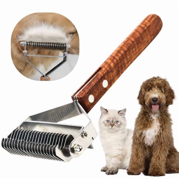 Peine de aseo Poodoodle 2 en 1 rastrillo para subpelo para perros y gatos