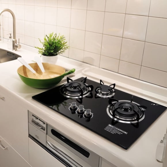 Cocina Encimera a Gas Licuado 3 platos Vidrio Templado