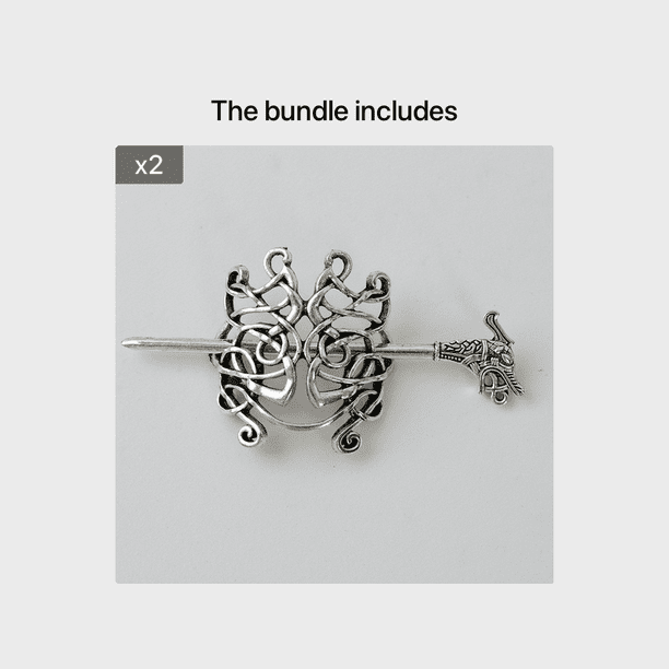 Viking Celtic Hair Clips - Silver Knotted Hairpin for Ladies & Women