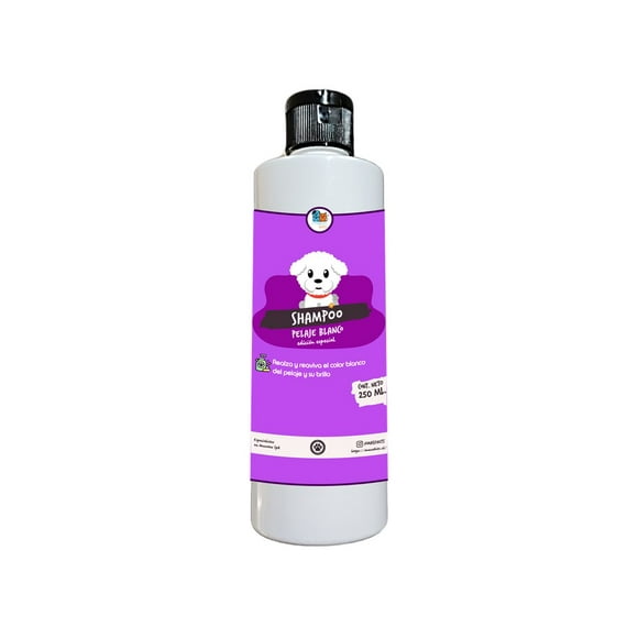 Shampoo Para Perros Y Mascotas 250 Ml Natural Pelaje Blanco