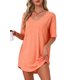 thumbnail image 1 of INSPIRE CHIC Camisón de mujer con cuello en V, camisón cómodo y holgado, talla S, color naranja, 1 of 6