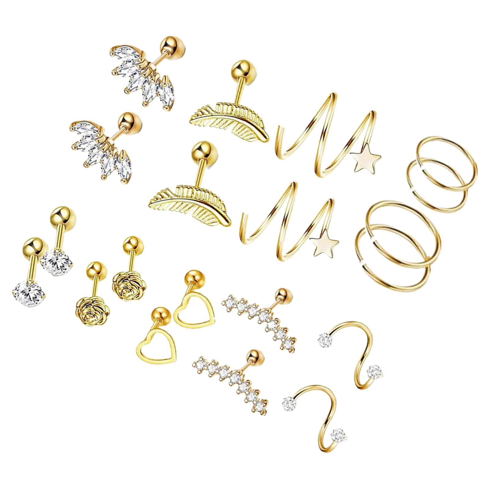 Magideal - Pendientes De Tuerca Con Estilo Espiral Pulida Pendientes De 20 Piezas Para