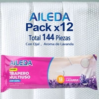 Aileda Trapero Humedo - 12 - Unidad Paquete De 12 Bolsas （12 Lavanda）- 40 Cm - 60 Cm Fragancia De Lavanda Trapero Multiuso