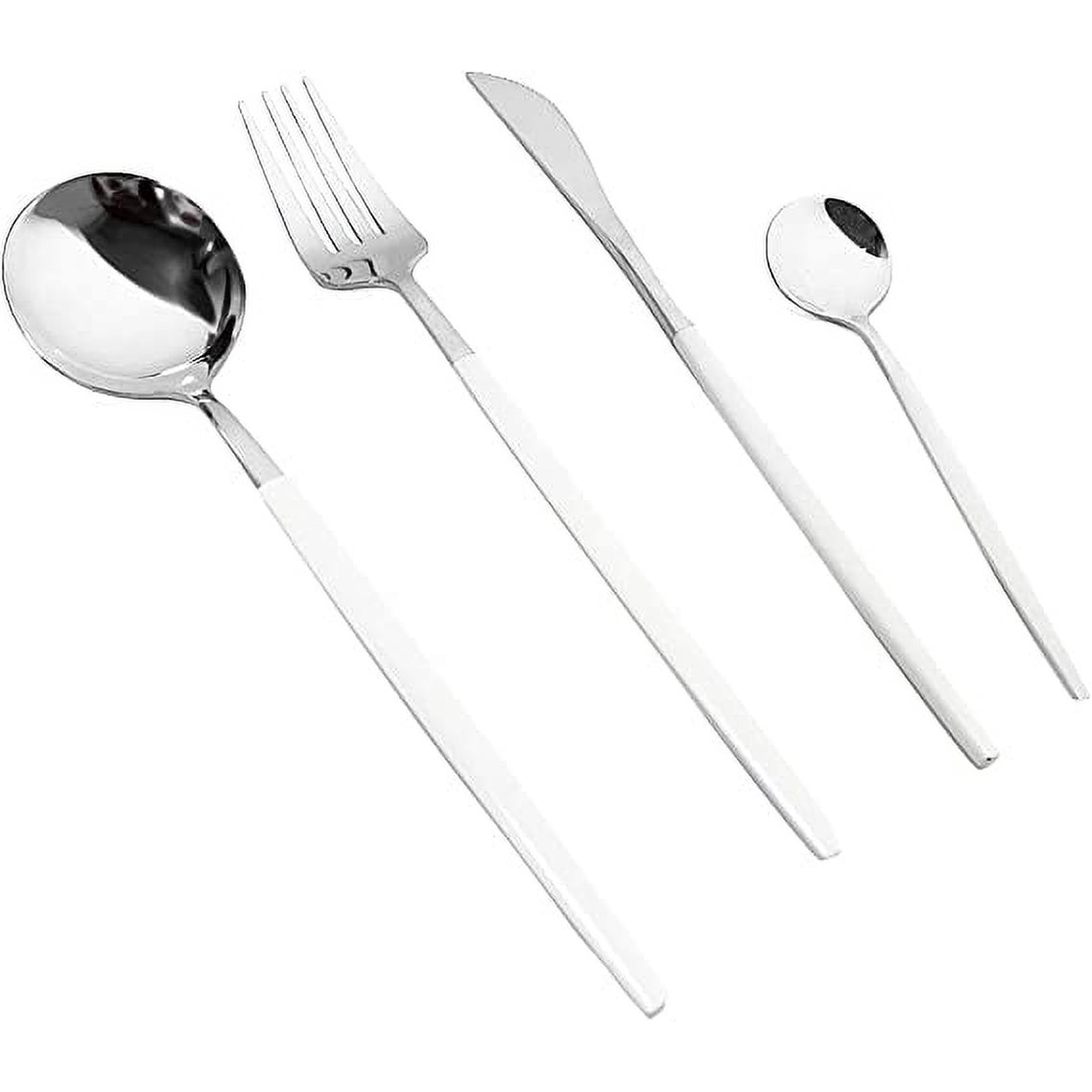 Xmhytop Juego De Cubiertos De Cocina De 24 Piezas, Inoxidable, Color Blanco Platado, Ideal Para Hogares Y Eventos