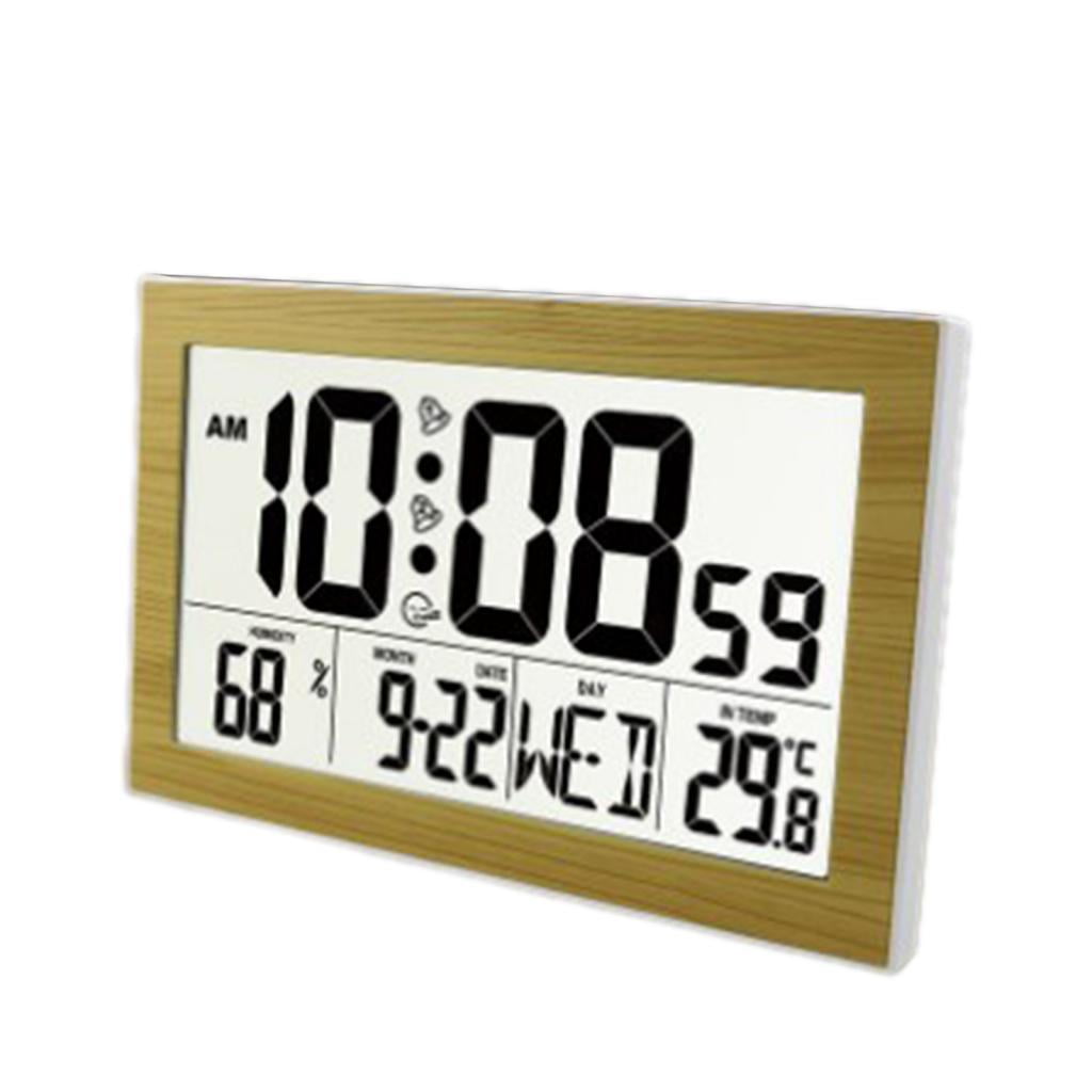 Magideal - Reloj Despertador Digital, Calendario Y Temperatura, Reloj Lcd De Repetición, Visualización De Números Grandes, Con Pilas, Reloj De , Luz 201x124x26 Cm