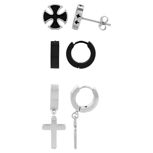 Aros Hombre Believe by Brilliance Acero Inoxidable 3 Pzas