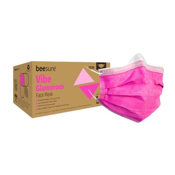 Mascarillas faciales BeeSure Vibe Glamorous Pink (paquete de 50)