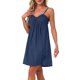 thumbnail image 4 of INSPIRE CHIC Lencería para Mujer Volante Sin Mangas Camisón Suave Escote en V Ropa de Casa M Azul Marino, 4 of 6