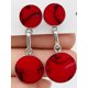 thumbnail image 3 of Aros Granate Circular Plata 950 Tornillo Mariposa Colgantes Mujer Elegantes Piedra Roja., 3 of 5
