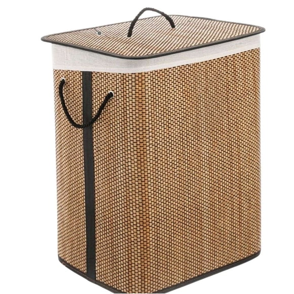 Cesto De Ropa Bambu Con Tapa Material Resistente Rectangular