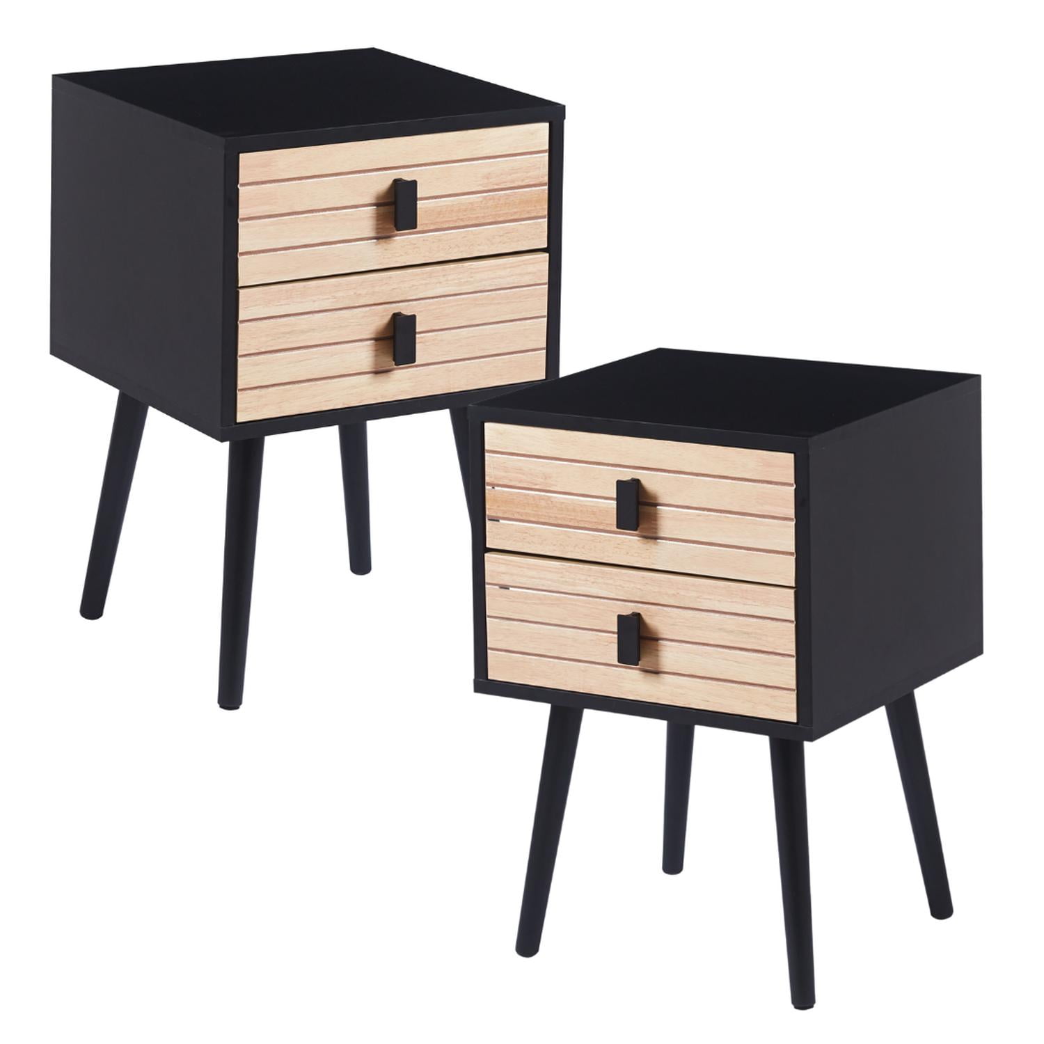 Pandalino - Pack 2 Veladores Darío Negro | Elegante Y Funcional Negro