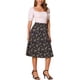 thumbnail image 2 of INSPIRE CHIC Falda Midi de Línea A para Mujer Vuelta al Colegio Estampado Floral Chiffon Vintage Verano Faldas Negro Rojo L, 2 of 6