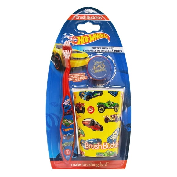 Kit Cepillo Dental Brush Buddies Hot Wheels 3 Piezas