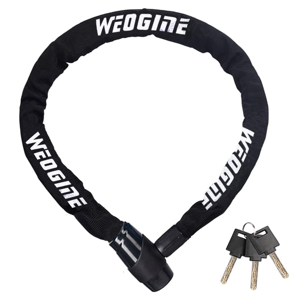 Candado de cadena para bicicleta Weogine de 83 cm, resistente, impermeable, con 3 llaves