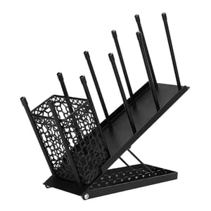 Magideal - Soporte Para Taza Y Tapa Organizador De Almacenamiento De Tazas Y Condimentos De Café Con Canasta Para Pajitas Y Cápsulas De Café Portavasos De Café P Negro