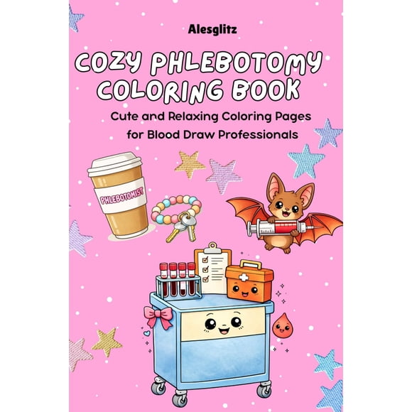 Libro para colorear Cozy Flebotomy Cute Relaxing Blood Draw Pro