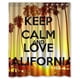 thumbnail image 1 of Cortina de ducha con diseño de palmeras de California "Mantén la calma y el amor" con ganchos de 60 x 72 pulgadas., 1 of 3