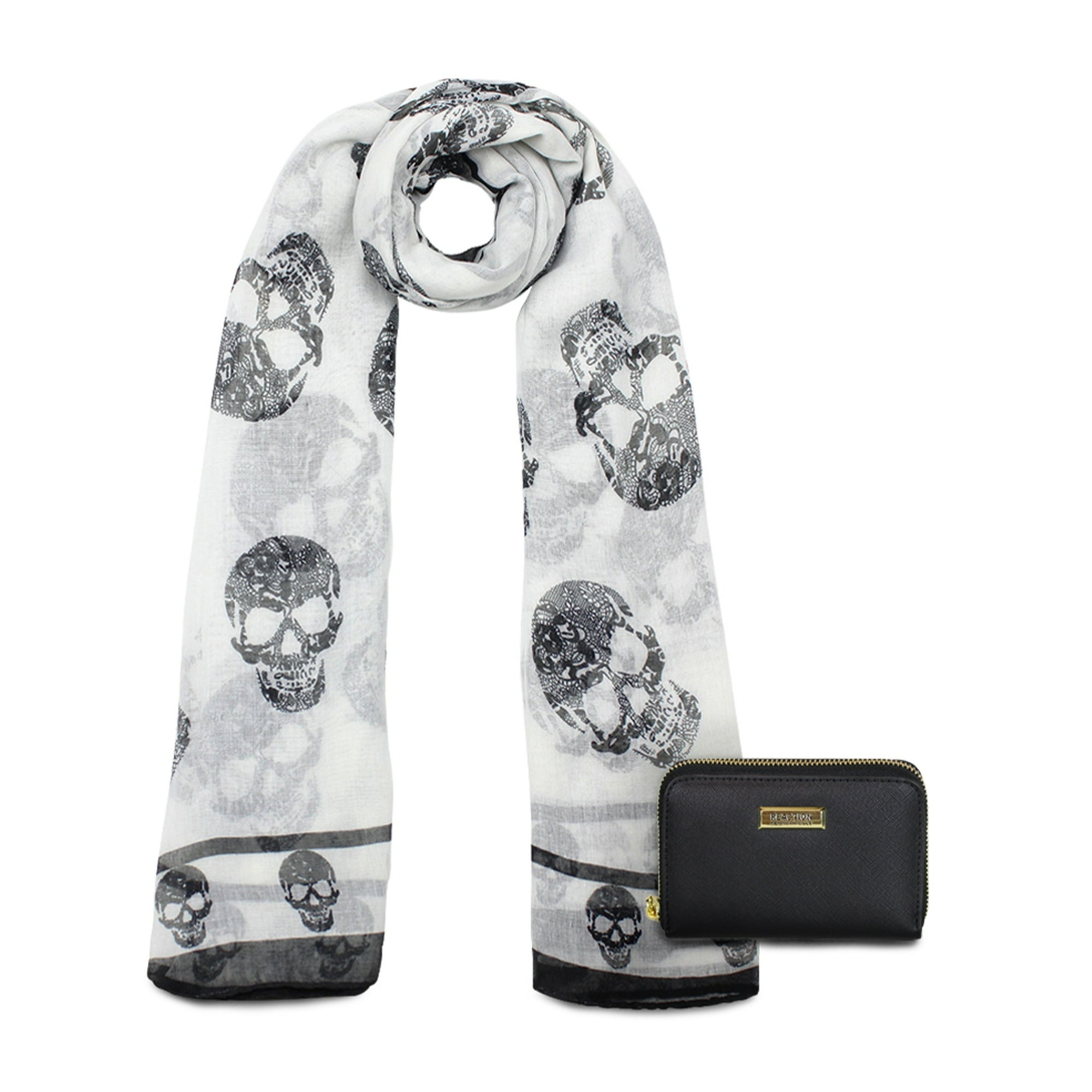 Kubayoff - Kenneth Cole - Pack Bufanda Oni Blanca + Billetera Trifold Negro