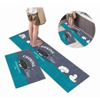 Genérica - Juego De 2 Alfombra De Cocina Antideslizantes Y Lavables