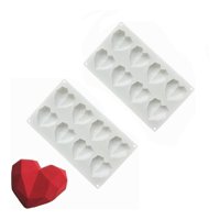 Genérico - Pack X2 Molde Corazon Diamante Moldes De Silicona Corazón 8