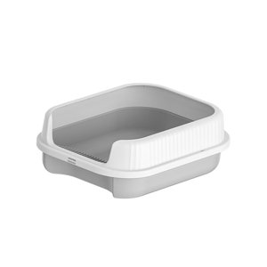 Ioensy - Bandeja De Arena Para Mascotas Inodoro Para Gatos Altura Caja De Arena Para Gatos Semicerrada Gatos De Interior Gris