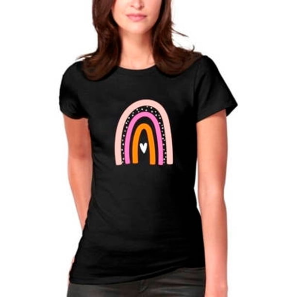 Polera Arcoiris Rainbow 100% Algodon Mujerniña