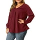 thumbnail image 4 of Agnes Orinda Conjuntos de Halloween Blusa Casual de Invierno para Mujer de Talla Grande con Manga Larga, Escote en V y Nudo, 4X Burdeos, 4 of 5