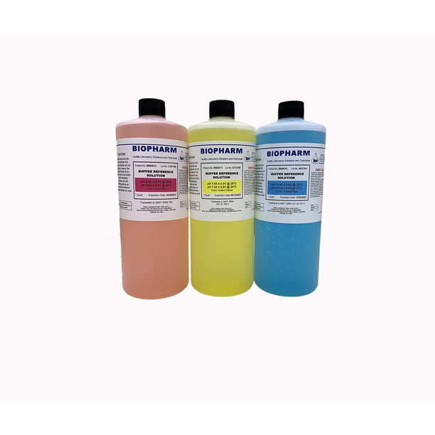 Solución de Calibración de Tampón pH Paquete de 3 | Botella de 1 cuarto (950 ml) Cada Una | pH 4.00, pH 7.00 y pH 10.00 | Estándares de Referencia Trazables NIST para Todos los Medidores de pH