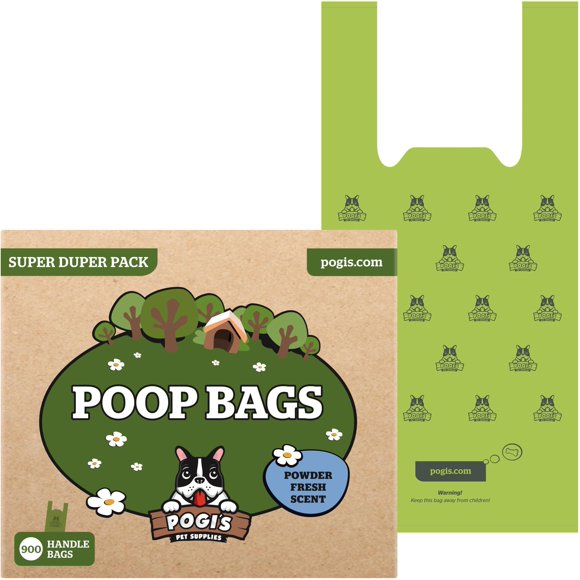 Bolsas para excrementos de perro Pogi's, extragruesas, a prueba de fugas, con asas, 900 unidades