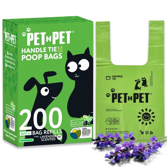 Bolsas para excrementos de perro PET N PET con aroma a lavanda, 200 unidades, rollos