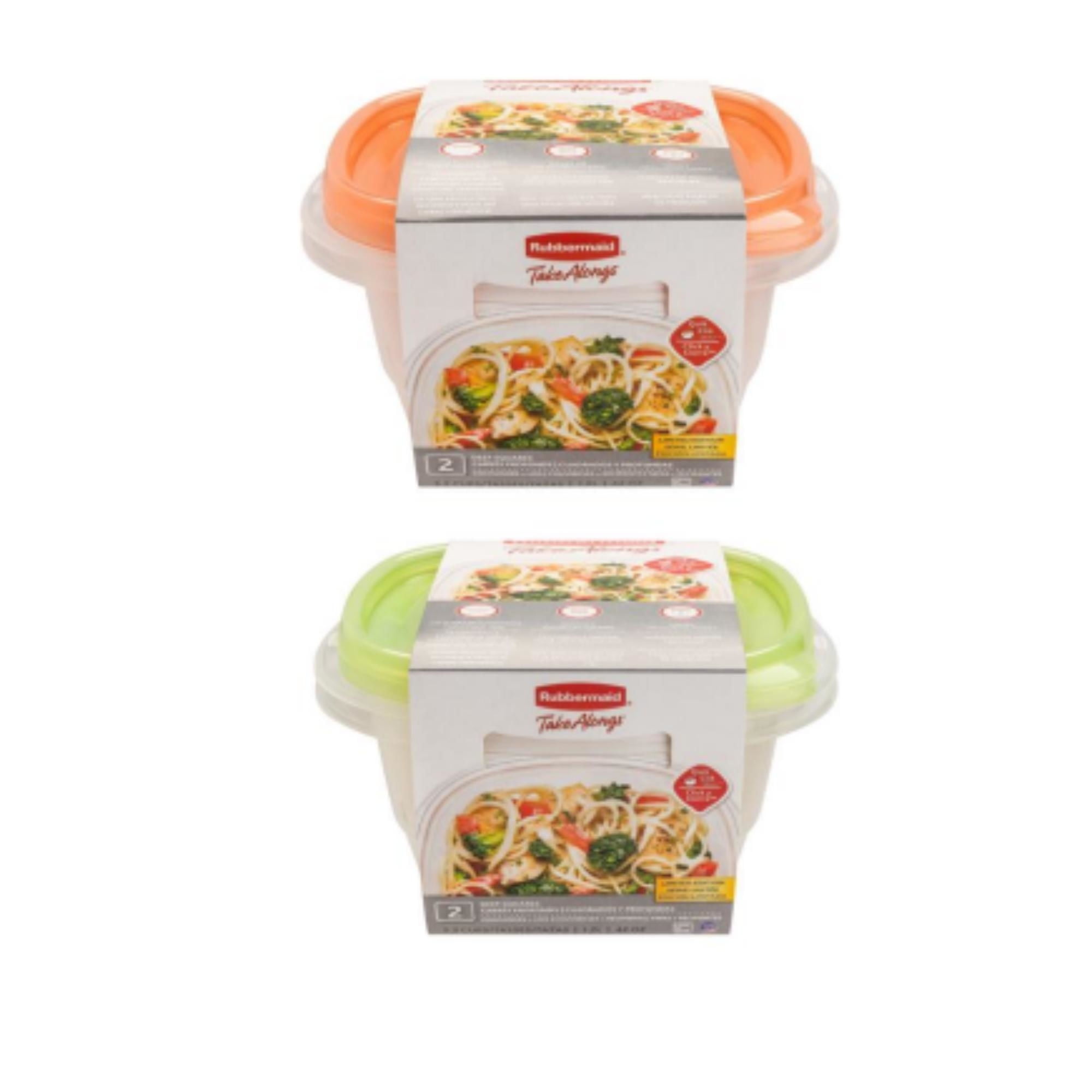 Rubbermaid - Pack De Hermético Cuadrado 1.2L Plástico 4 Piezas, Color Surtido