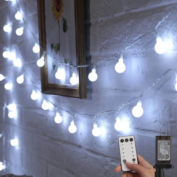 Cadena de luces Minetom con forma de globo, 33 pies, 100 LED, impermeable